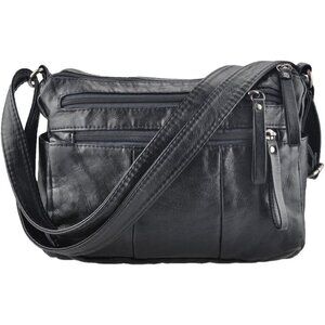 🆕  Volganik Rock PU Leather Shoulder Bag Women Black Soft Pocketbooks Purse